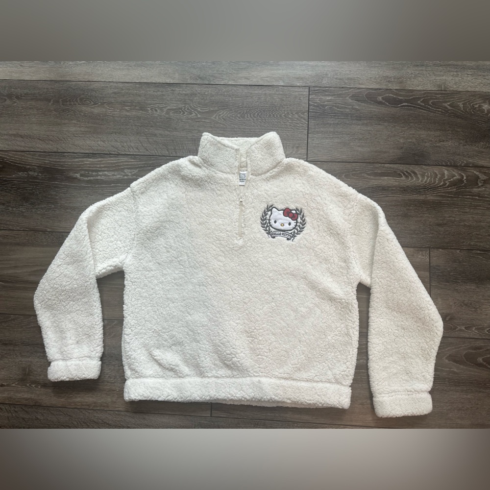 Hello Kitty White half zip pullover Sweater/ woman’s XL - Picture 9 of 13